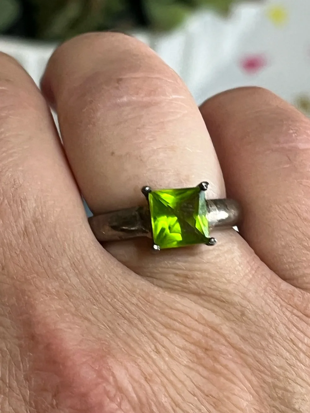 Peridot Sterling Solitaire Ring